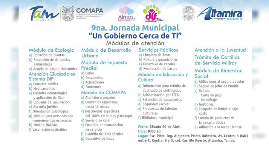 Efectuará Altamira Jornada Municipal “Un Gobierno Cerca de Ti’’