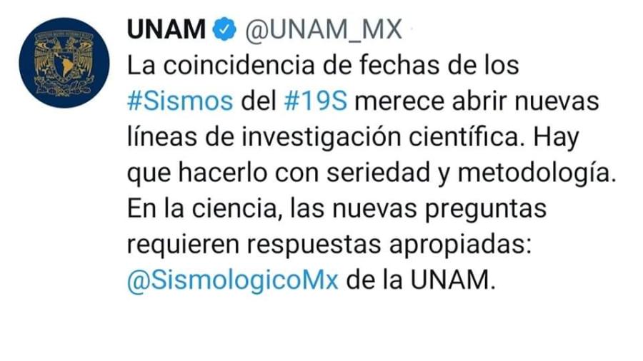 UNAM pide abrir nuevas líneas de investigación por sismos de 19S