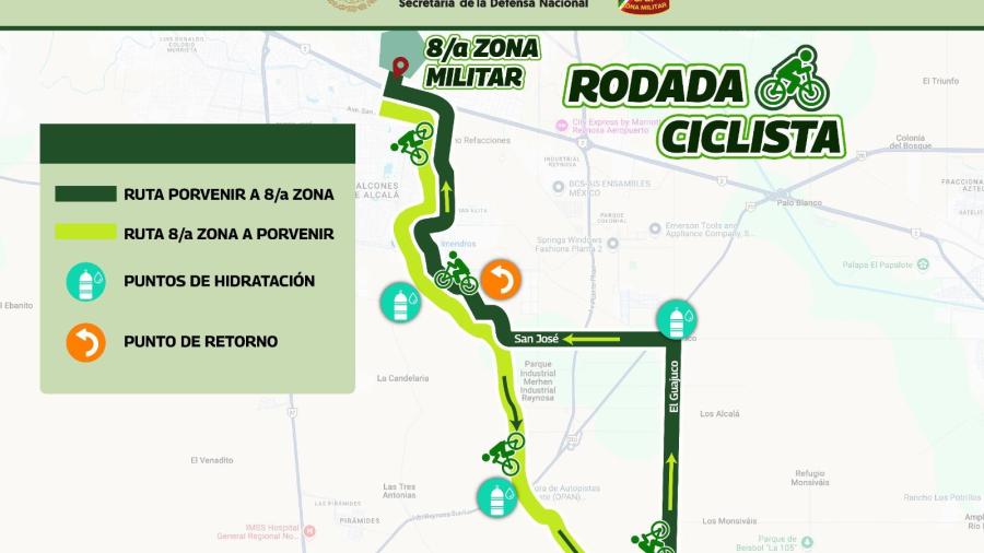 Delimitarán tráfico en carretera Reynosa-Río Bravo por Rodada Ciclista de la SEDENA