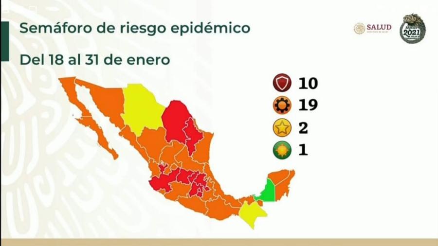 Tamaulipas y 18 estados permanecen en semáforo epidémico naranja