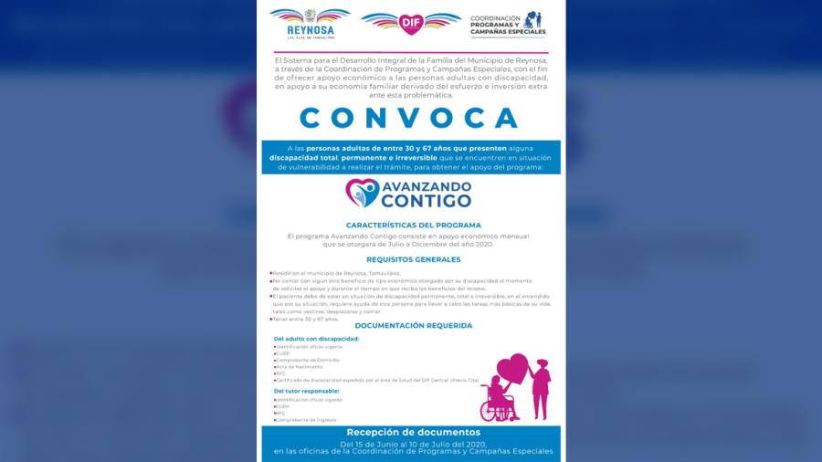 DIF Reynosa inicia registro para el programa “Avanzando Contigo”