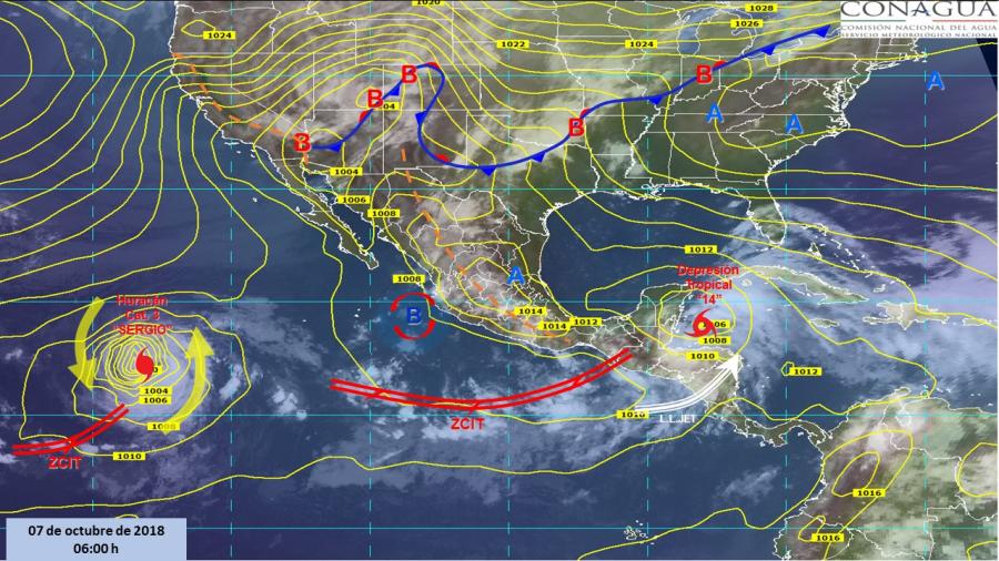 Tormentas fuertes con actividad el&eacute;ctrica en Chiapas y Quintana Roo