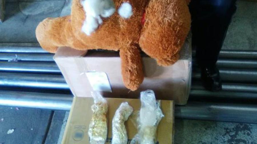 Hallan droga en oso de peluche