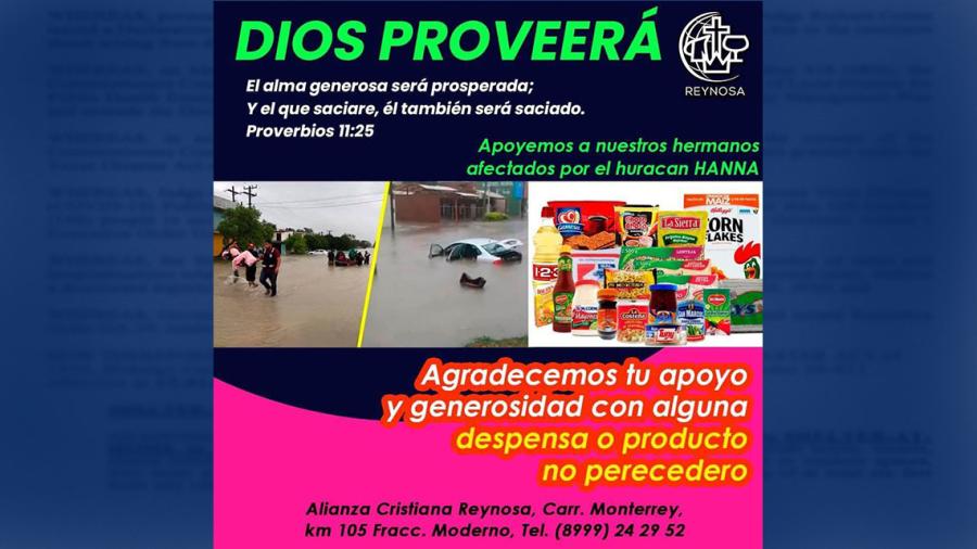 Reynosenses se unen para ayudar a damnificados por 'Hanna'