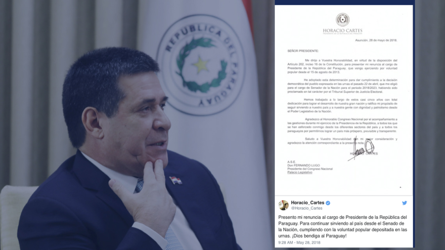 El presidente de Paraguay presenta su renuncia