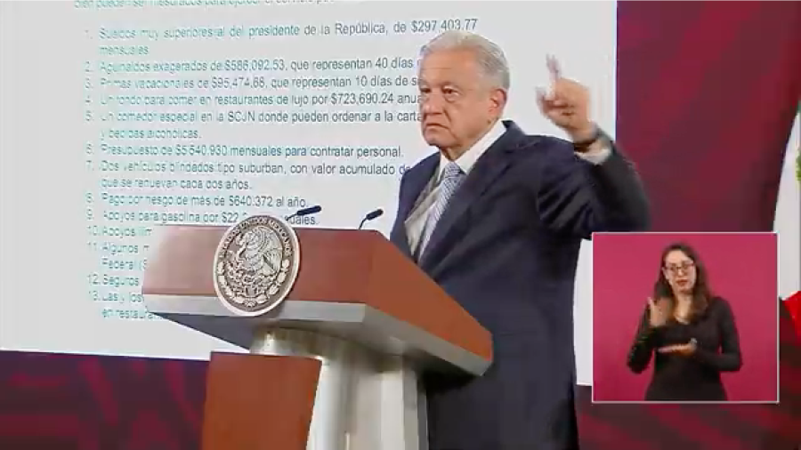 AMLO exhibe lista de privilegios de los ministros en la Suprema Corte