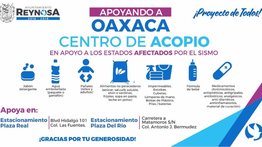 Alcaldesa invita a los reynosenses a apoyar a Oaxaca