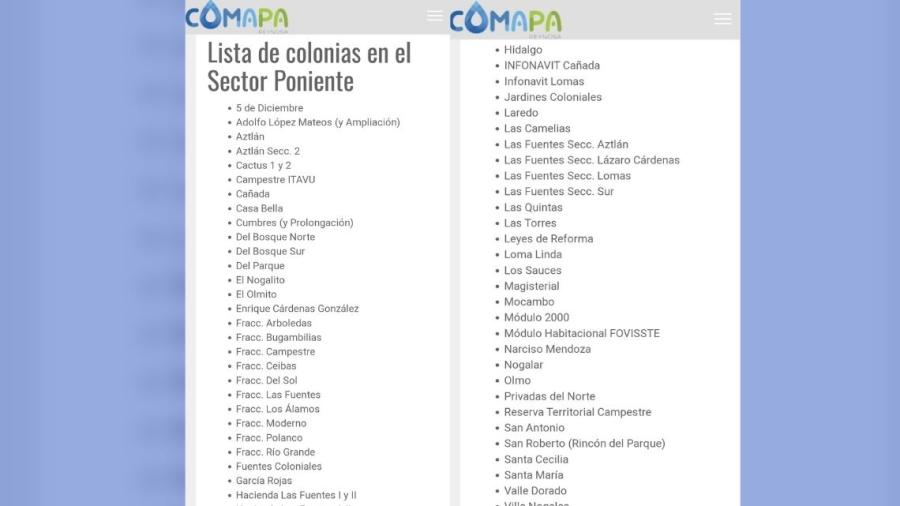 Reparación en planta Pastor Lozano provocará baja presión de agua