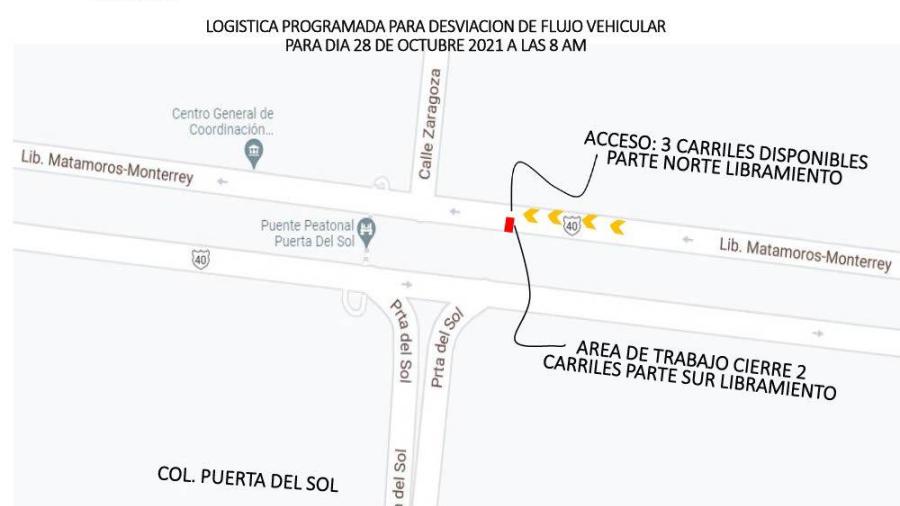 Avisa COMAPA cierre parcial en libramiento Matamoros-Monterrey