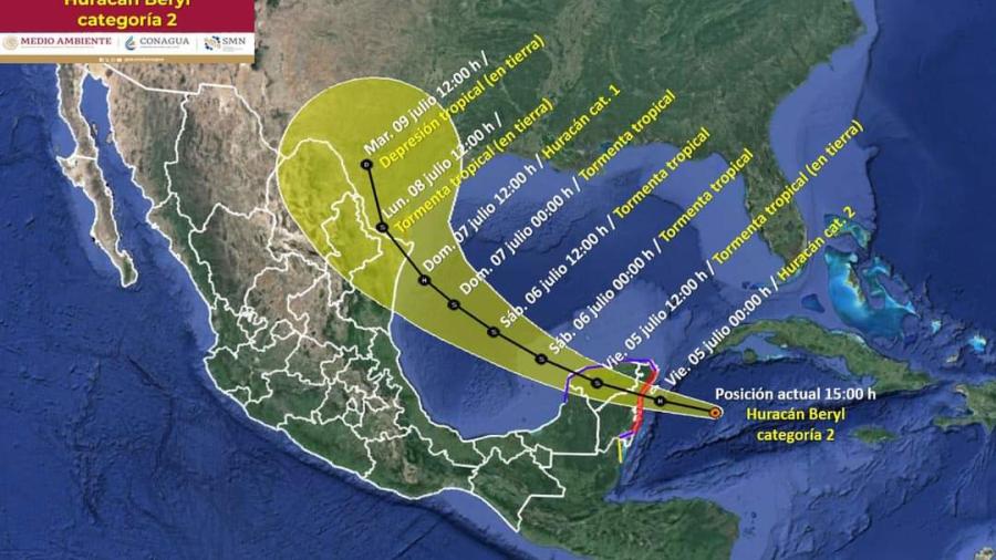 Definió SMN posibilidad de que Beryl afecte frontera de Tamaulipas y Texas