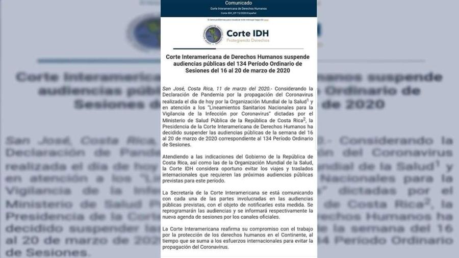 Suspensión de audiencias públicas en Costa Rica por Coronavirus