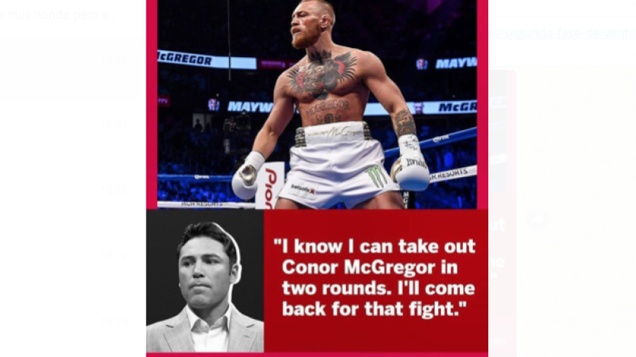 Óscar de la Hoya afirma vencer a Connor McGregor en dos rounds