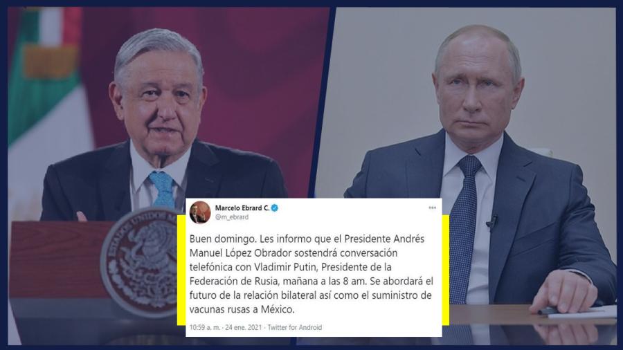 AMLO y Putin conversarán por teléfono sobre vacuna contra COVID-19 y relación bilateral 