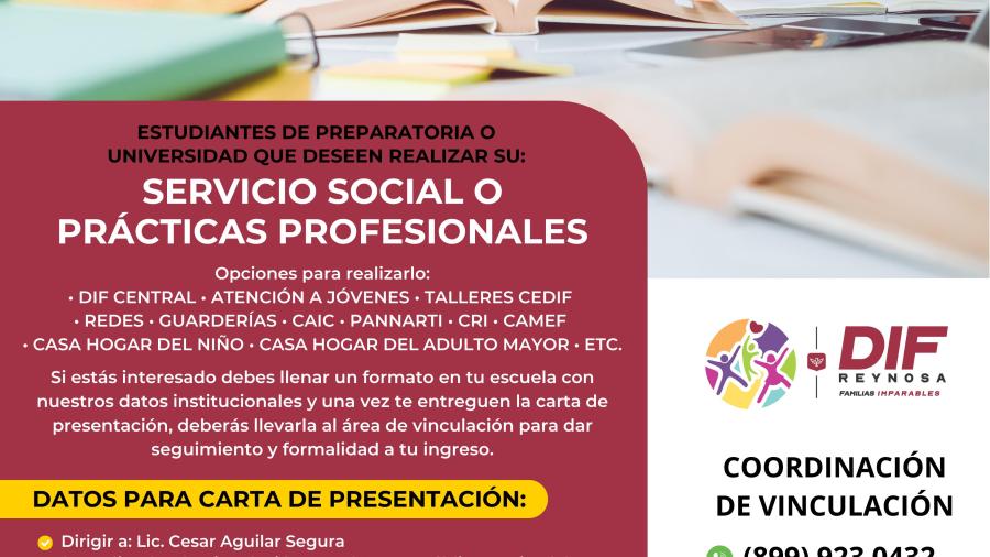 Ofrece DIF Reynosa espacios para servicio social