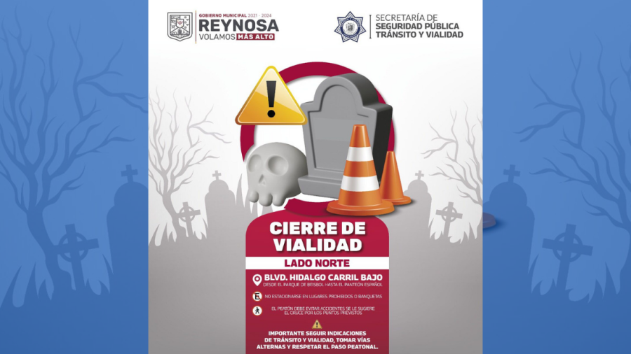 Cierran Bulevar Hidalgo frente a panteones por D&iacute;a de Muertos 