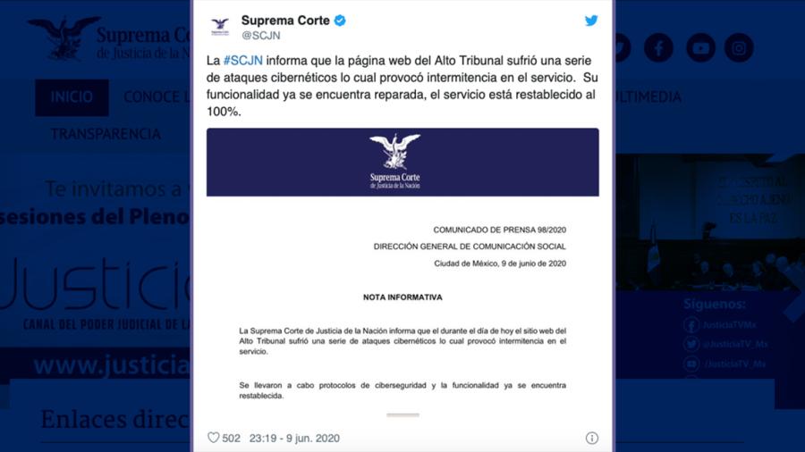 Sufre portal de la SCJN ataque cibernético