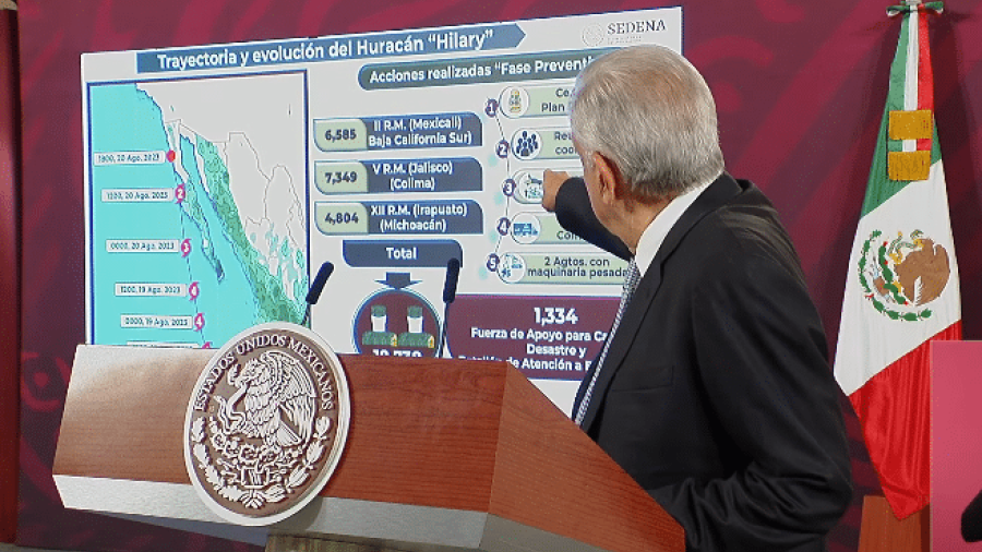 Sedena implementa fase preventiva de Plan DN-III por huracán Hilary: AMLO