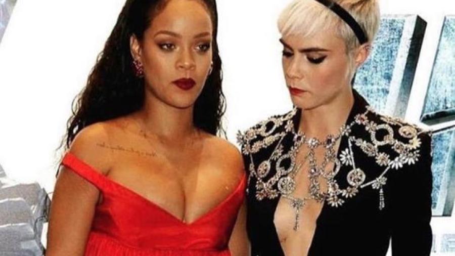 Cara se impresiona con escote de Rihanna 