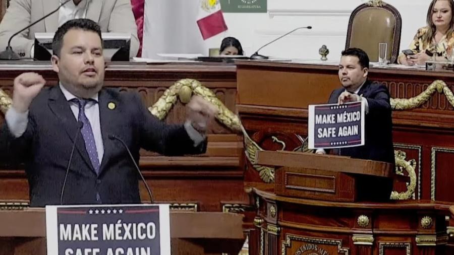 Imitando baile de Trump, diputado pide intervención de EU para combatir crimen organizado