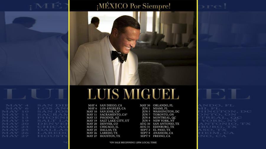 Luis Miguel se presentará el 26 de mayo en Laredo Texas y el 31 de agosto en Edinburgh