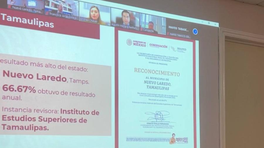 Reconoce INAFED a Nuevo Laredo como municipio con mejor desempeño en Tamaulipas 