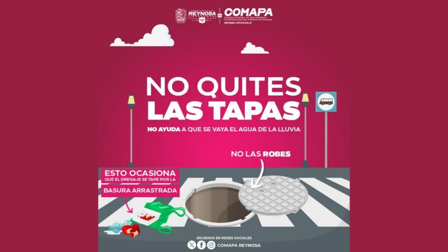 Exhorta COMAPA a proteger drenaje evitando retirar las tapas de alcantarilla