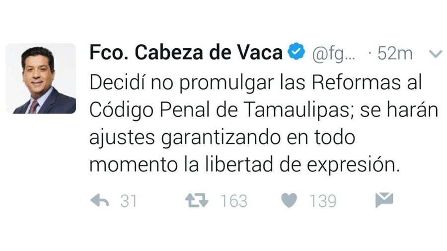 No promulgarán reforma al código penal