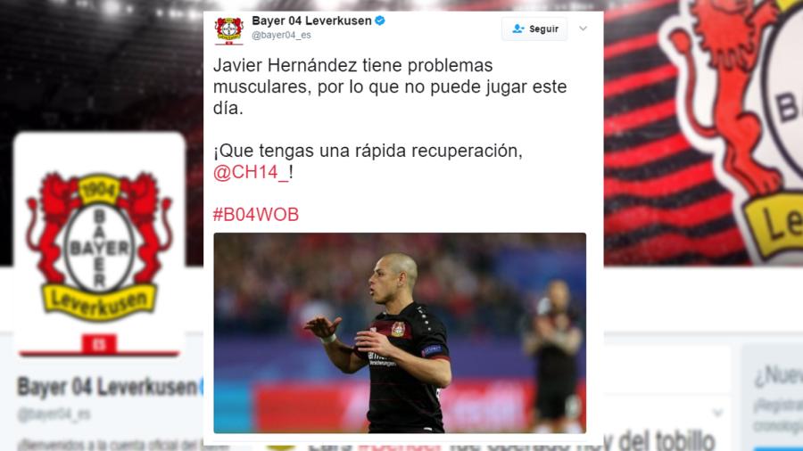 'Chicharito' causa baja con el Leverkusen  por problemas musculares