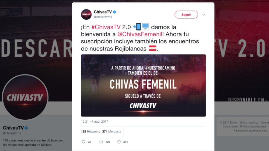 Transmitirá Chivas TV juegos de su equipo femenil