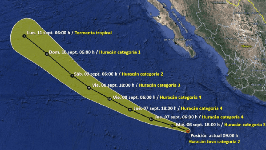 "Jova" se convierte en huracán categoría 2