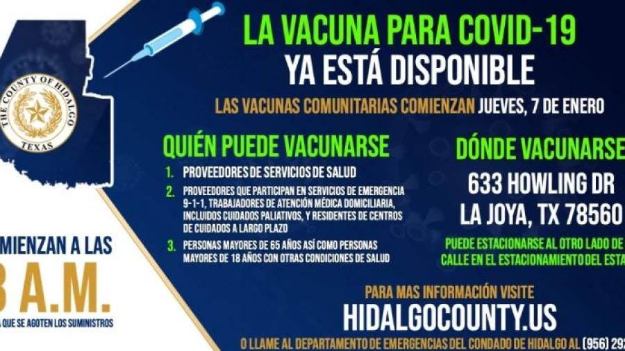 Abre segunda clínica de vacunas contra COVID-19 en el Condado de Hidalgo; estará disponible en La Joya