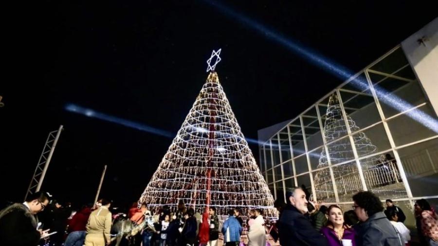 Encienden pino navideño en el Museo Tamux