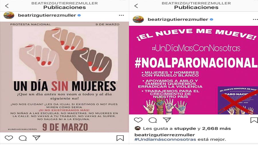 Beatriz Gutiérrez Müller promueve #DíaSinMujeres y luego se arrepiente 