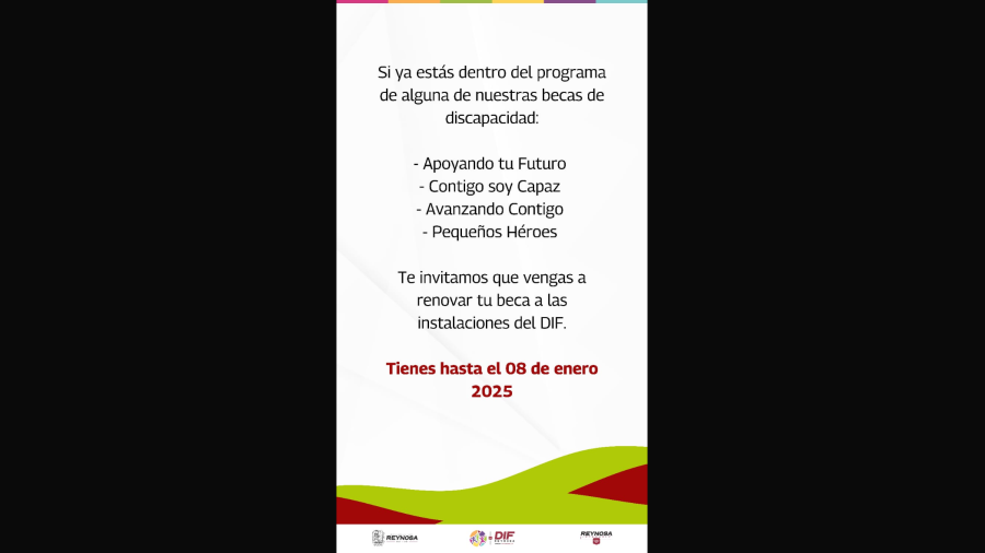 Miércoles 08 de enero último día para renovar becas DIF
