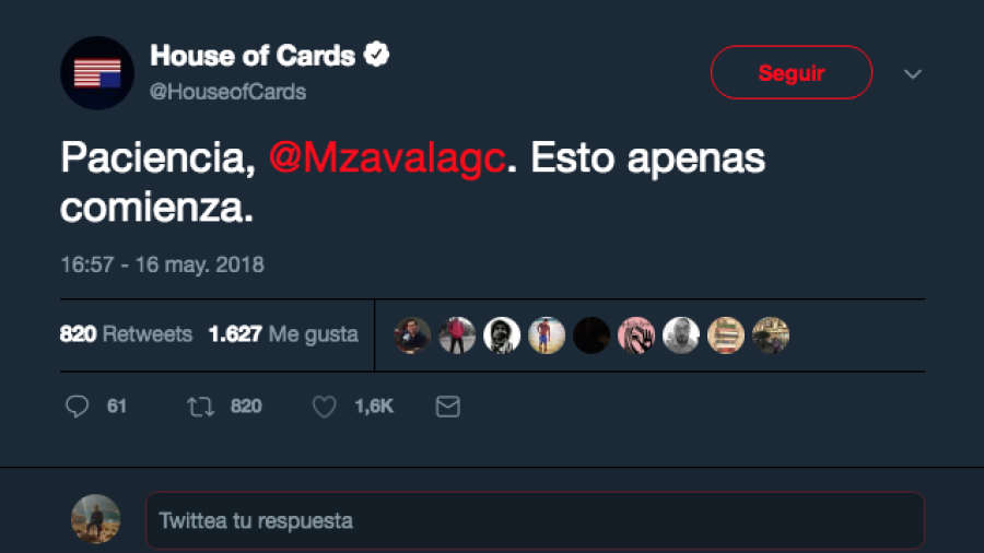 House of Cards envía mensaje a Margarita Zavala