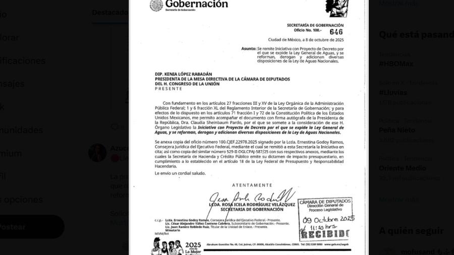 Recibe Cámara de Diputados iniciativa para crear Ley General de Aguas