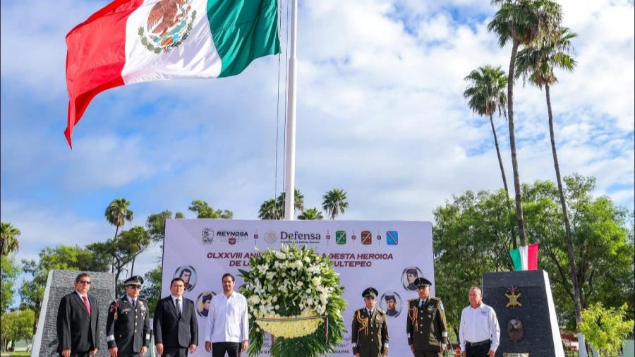 Participó Alcalde Carlos Peña Ortiz con el General Guillermo Arellano Morales en la Ceremonia-Homenaje a los Niños Héroes