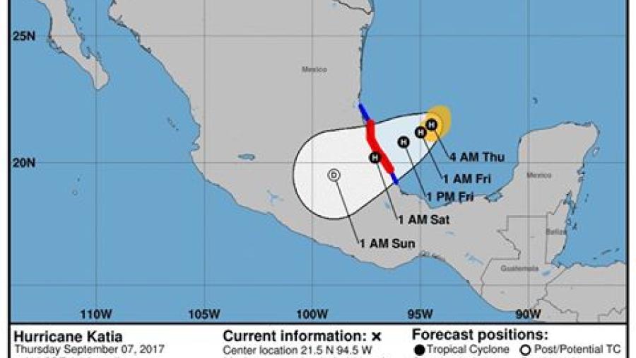 En alerta amarilla el sur de Tamaulipas por huracán Katia