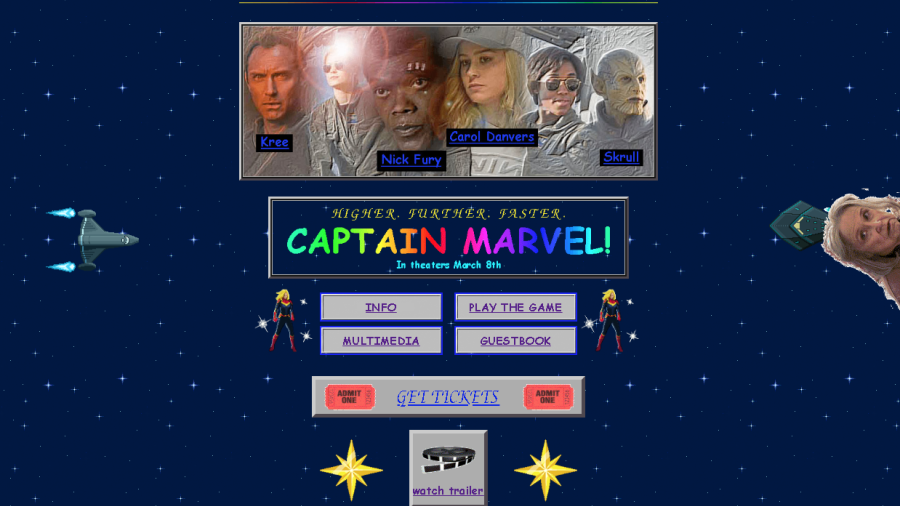 Captain Marvel revive la nostalgia noventera en su página web