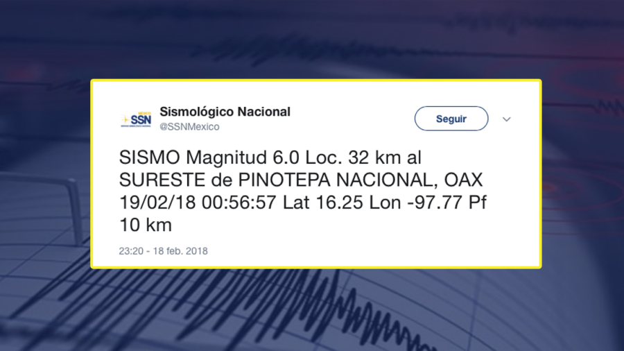 Se registra nuevo sismo de magnitud 6.0 en Oaxaca