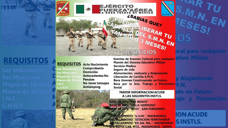 Ejército Mexicano invita a los jóvenes a cumplir con el Servicio Militar Nacional en tres meses