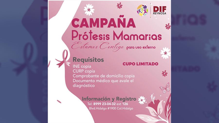DIF Reynosa realiza campaña de Prótesis Mamarias