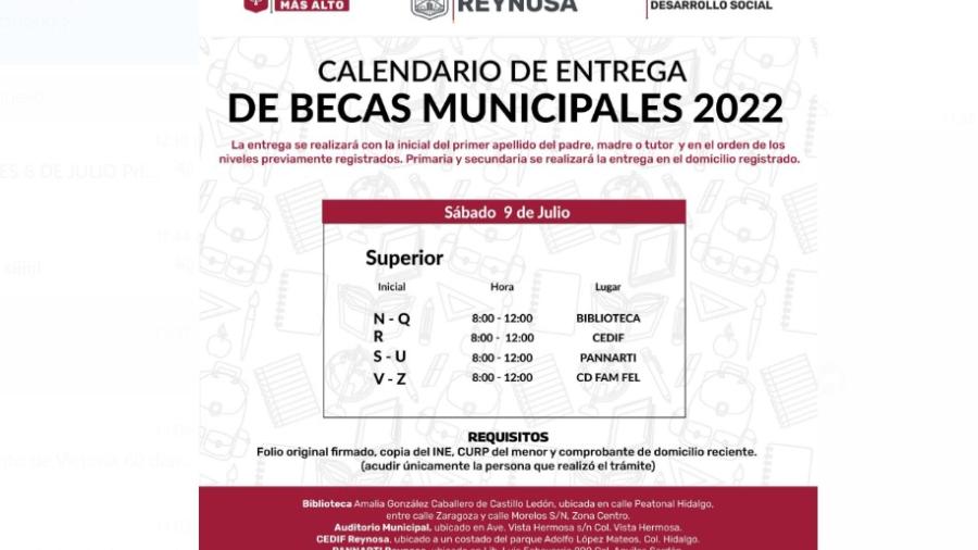 Becas municipales sábado 9 de julio, educación Superior