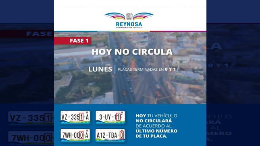 Lunes 3 no circulan vehículos con placas 0 y 1