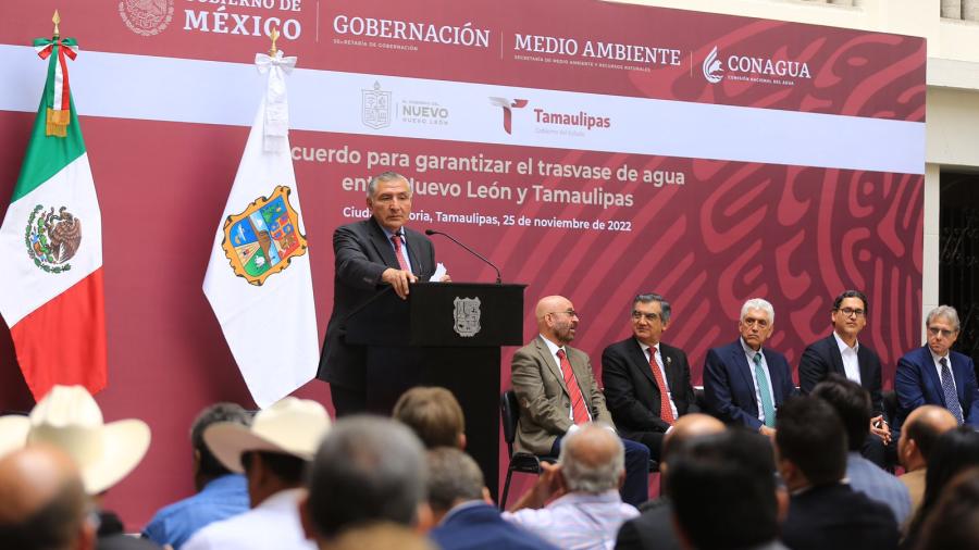 Avala Adán trasvase de NL a Tamaulipas; acuerdo es un hecho histórico 