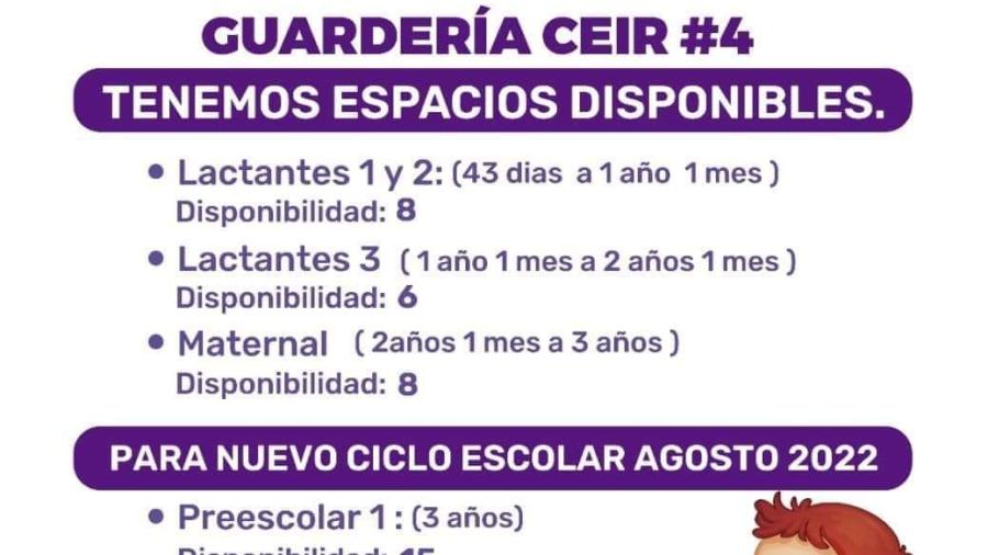 Ofre DIF Reynosa cupo en guardería CEIR 4