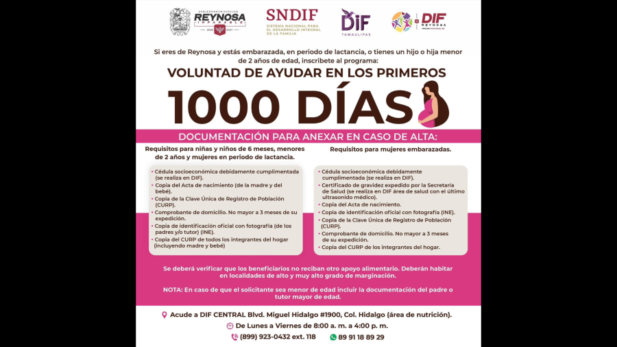 Cuenta DIF-Reynosa con espacios en el programa “Voluntad de Ayudar en los Primeros 1000 Días”
