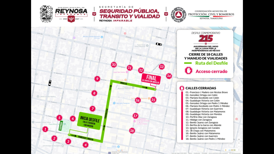 Conoce el cierre de calles por el Desfile Conmemorativo del 16 de Septiembre