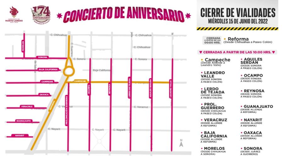 Cerrar&aacute;n vialidades por gran concierto de aniversario 
