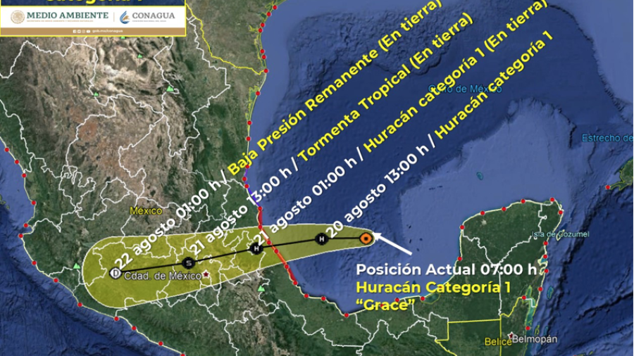 Grace se convierte en huracán categoría 1 sobre el Golfo de México